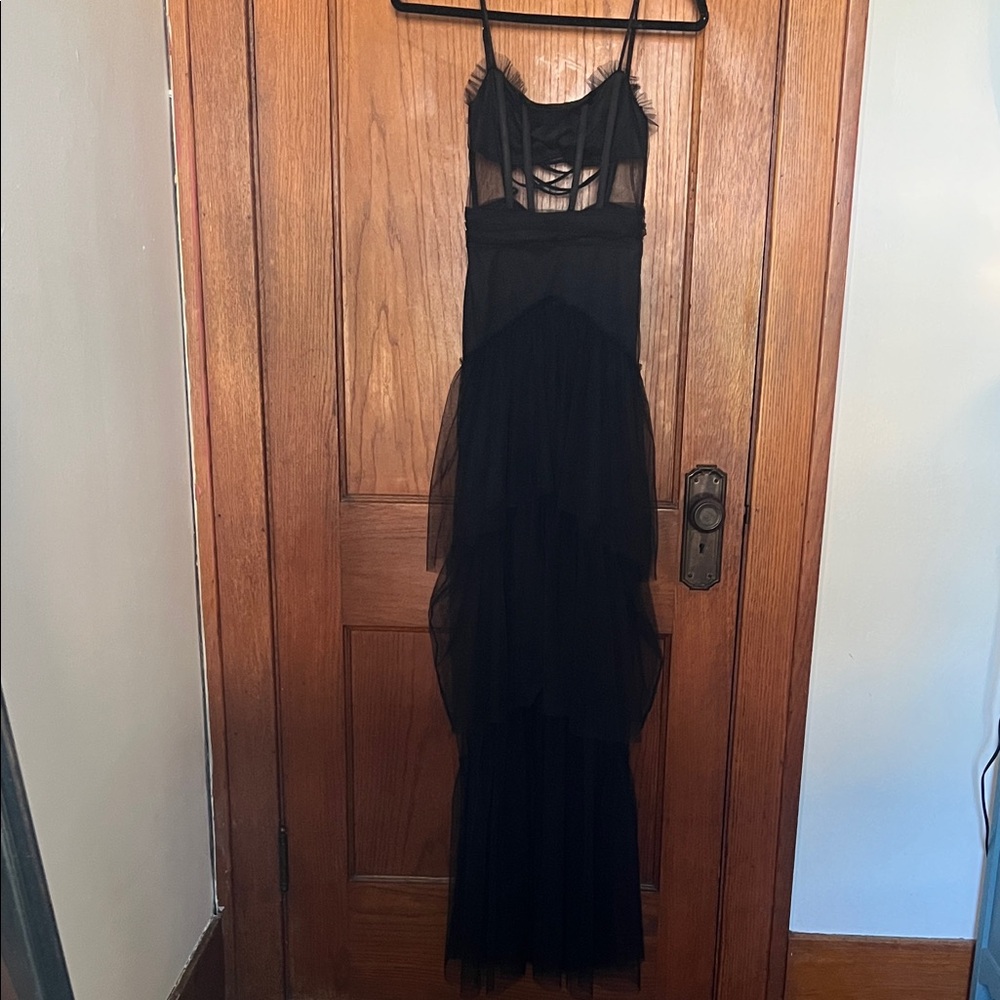 Lucy in the Sky Black Layered Backless Dress